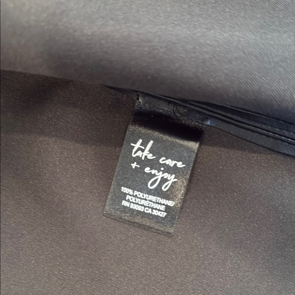 NIC+ZOE Black faux leather Lightweight Shirt Jacket with Spread Collar - Picture 6 of 9